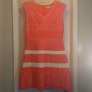 Sandra Darren coral and white dress